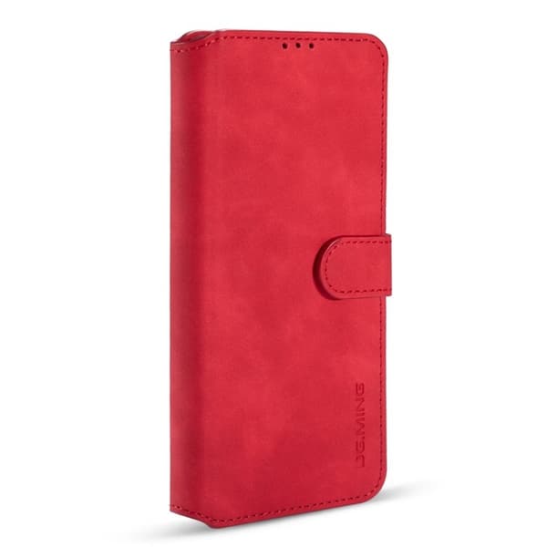 DG.MING Retro Konstläderplånboksfodral Samsung Galaxy S21 Ultra 5G Röd