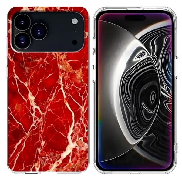 Mobilskal till iPhone 17 Pro Marble Pattern Printing Soft - Röd Röd