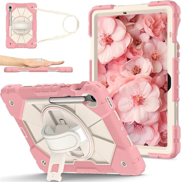 Mobilskal till Galaxy Tab S10 FE/S9 FE/S9 Kickstand med Rem - Roséguld Roséguld