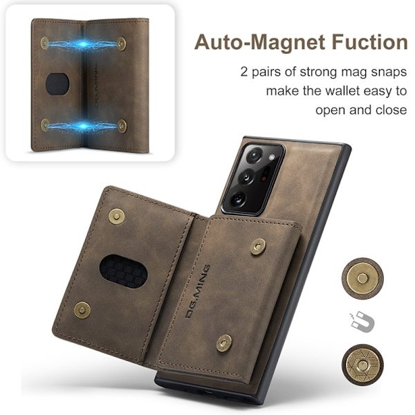 DG.MING Magnetisk Tri-fold Konstläder Plånboksfodral - Brun