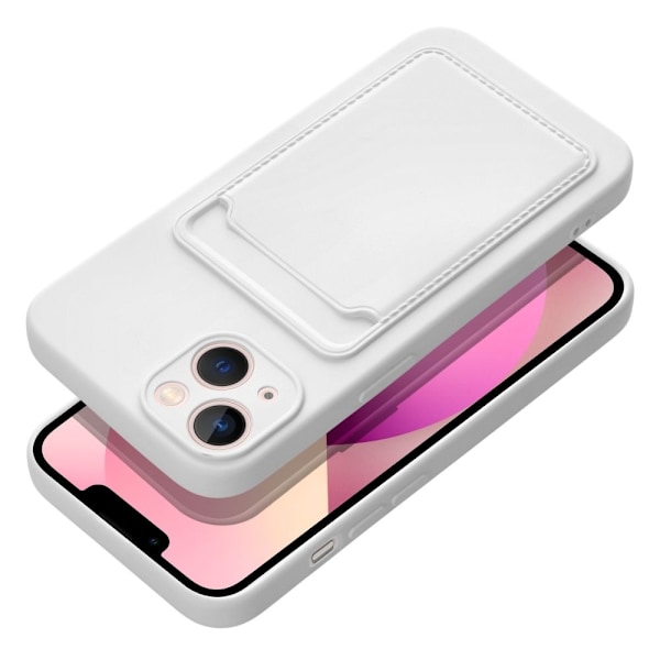 Forcell iPhone 14 Plus Skal Korthållare Mjukplast Vit
