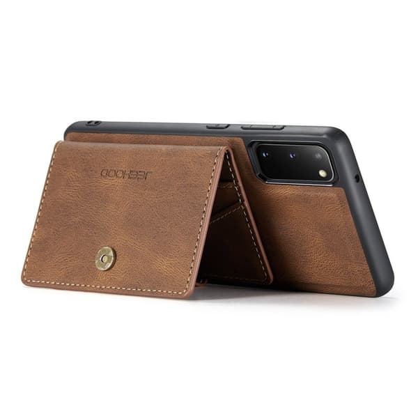 JEEHOOD Samsung Galaxy S20 Konstläder Plånboksfodral med avtagbar kickstand Brun