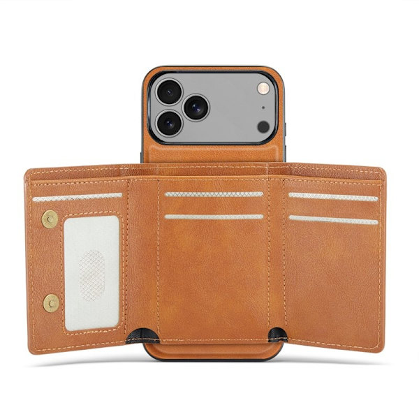 FIERRE SHANN FS030 iPhone 17 Pro Plånboksfodral Konstläder - Brun Brun