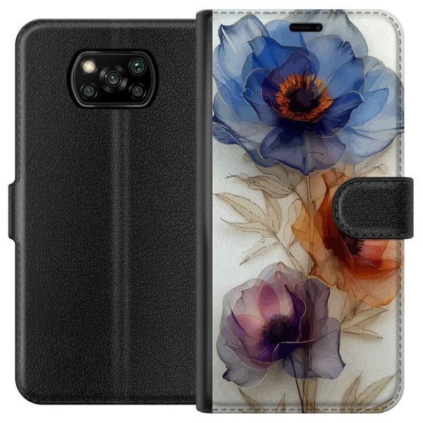 Plånboksfodral till Xiaomi Poco X3 NFC med Silkesblommor