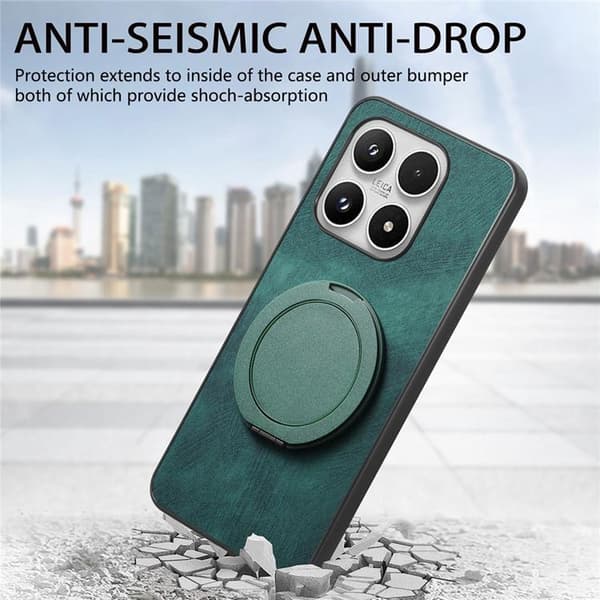Mobilskal för Xiaomi 17 Retro Läder Rotating Kickstand Grön