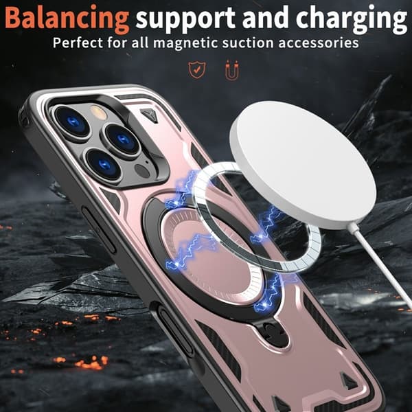 iPhone 16 Pro Max Skal Plast MagSafe Militärskydd - Roséguld
