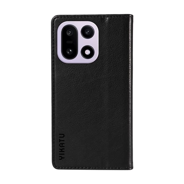 YIKATU OnePlus 15 Plånboksfodral Litchi Closure Konstläder Svart