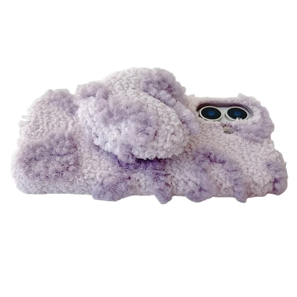 Mobilskal till iPhone 17 3D Heart Plush TPU Winter Warm Soft - Blå Blå