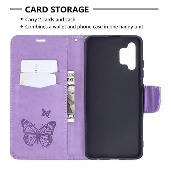 Plånboksfodral För iPhone 14 Pro Max Imprint Butterfly - Lila Lila