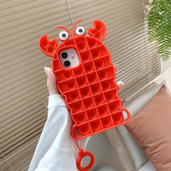 Crab Pop it Fidget -kuori iPhone 7/8/SE 2020 - Punainen Red