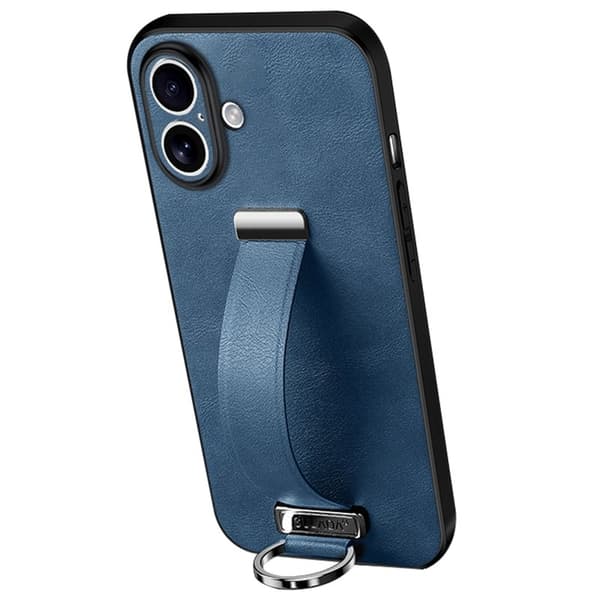 SULADA Mobilskal till iPhone 16 med Handledsrem Kickstand Läder Blå