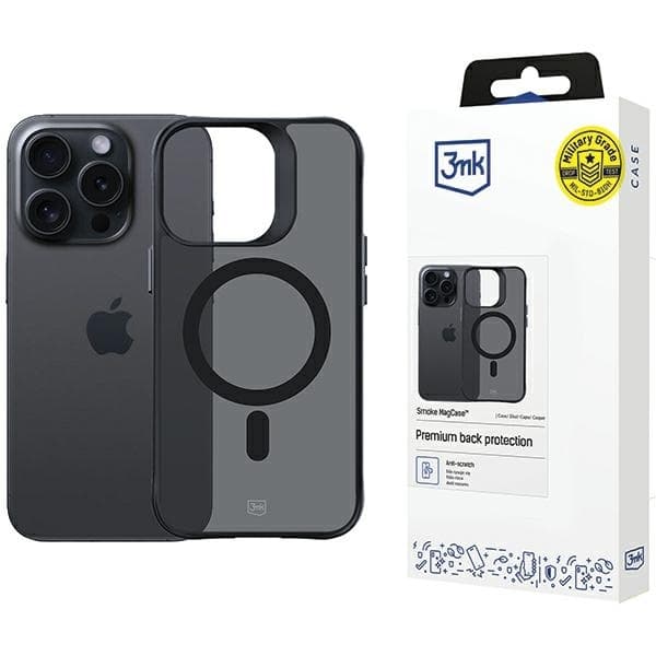 3MK Telefontaske til iPhone 15 Pro MagSafe Smoke - Sort