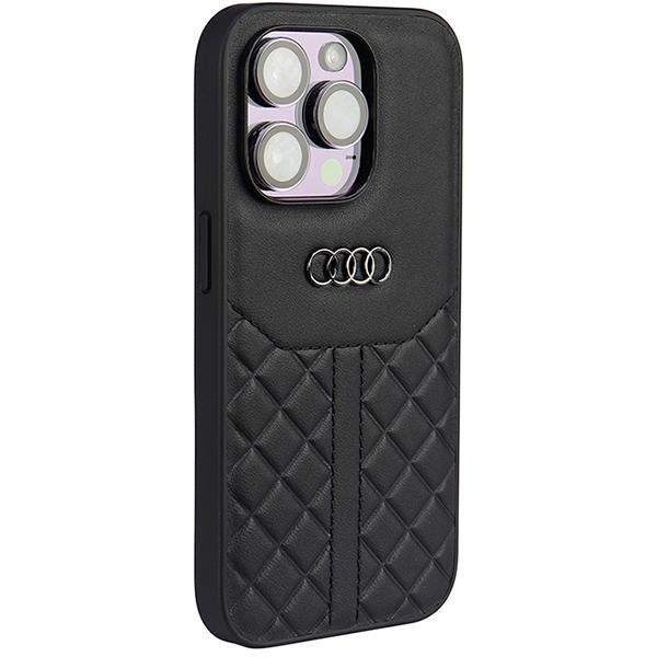 Audi iPhone 14 Pro Mobilcover Ægte Læder - Sort