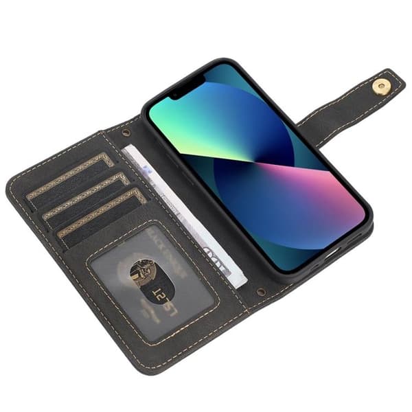 iPhone 14 Plus lompakkokotelo Flip - Musta Black