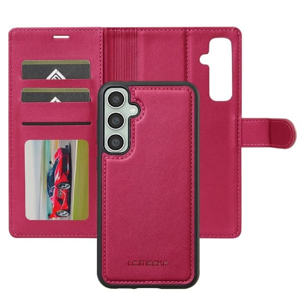 LC.IMEEKE L2 Series Samsung Galaxy S25 FE Plånboksfodral Konstläder - Röd