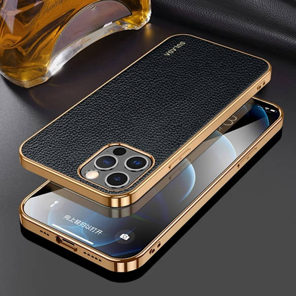 SULADA Mobilskal till iPhone 14 Pro Electroplating PU Läder Svart