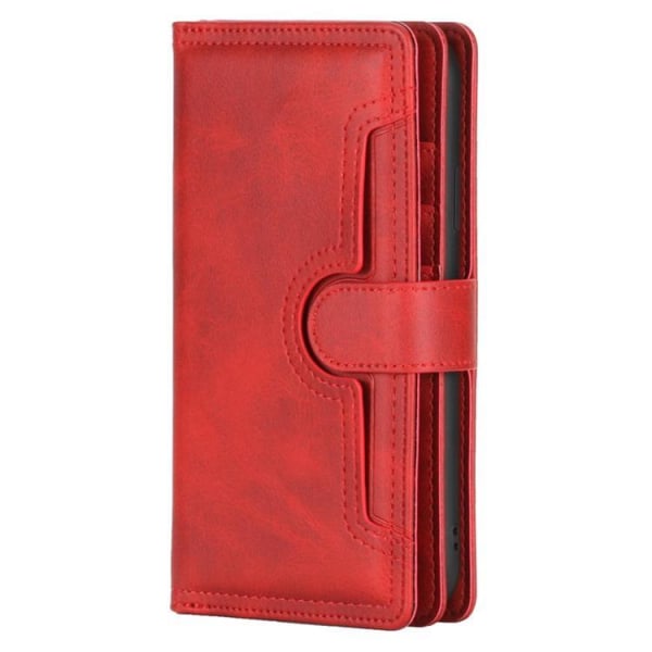 iPhone 14 Pro Max -lompakkokotelo aitoa nahkaa - punainen