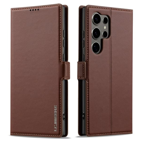 LC.IMEEKE Plånboksfodral för Samsung Galaxy S26 Ultra Konstläder Ställ - Brun