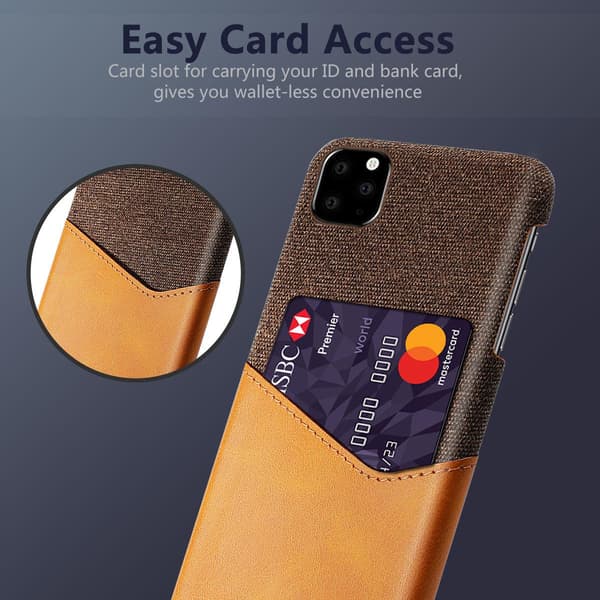 Mobilcover med kortholder til iPhone 11 Pro - Brun Brown