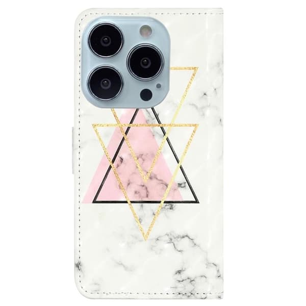 iPhone 14 Pro Max Plånboksfodral 3D Pattern - Triangle Vit