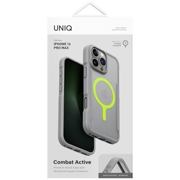 UNIQ Telefontaske til iPhone 16 Pro Max MagSafe Combat Active - Grå Grå