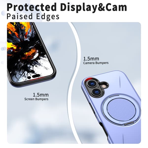 Mobilskal till iPhone 16 Plus MagSafe Rotating Kickstand TPU + PC Lila
