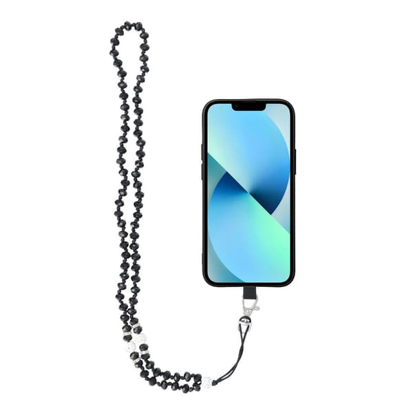 Crystal Diamond Telefon Vedhæng 74m - Sort Black