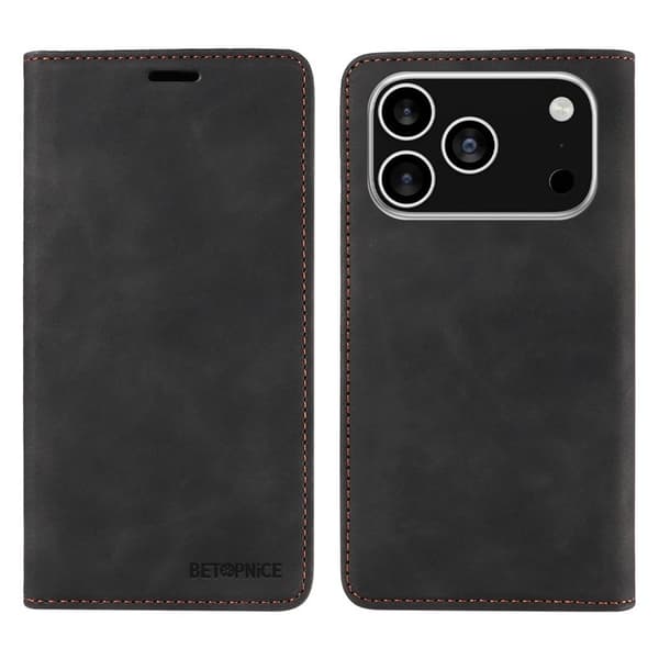 BETOPNICE iPhone 17 Pro Plånboksfodral Konstläder - Svart Svart