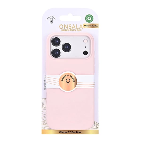 ONSALA Mobilskal till iPhone 17 Pro Max med Silikonkänsla - Krita Rosa Rosa
