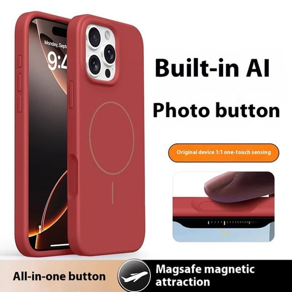 Mobilskal till iPhone 16 Pro MagSafe Liquid Silikon Microfiber - Röd Röd