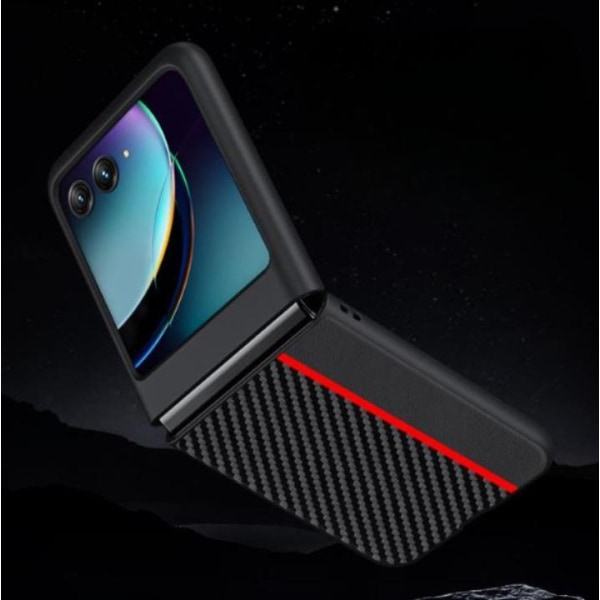 Motorola Rzar 40 Ultra Mobilskal Carbon Fiber Litchi - Sort