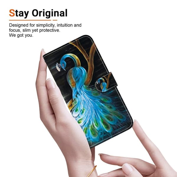 Plånboksfodral för Samsung Galaxy S26 Plus Mönstertryckt Konstläder - Påfågel