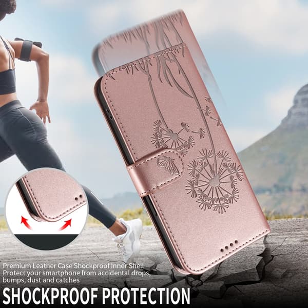 OnePlus 15 Plånboksfodral Dandelion Imprint Konstläder Roséguld