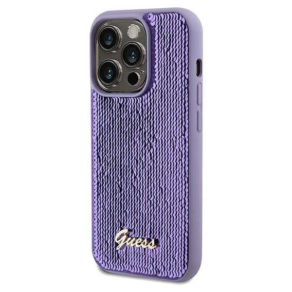 Guess Mobilskal till iPhone 13 Pro Max MagSafe Sequin Script Metal - Lila