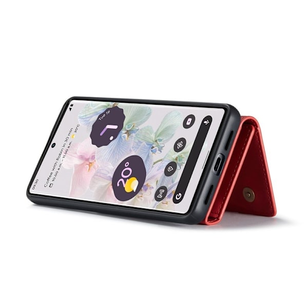 DG.MING Konstläder Plånboksfodral för Google Pixel 7 Pro 5G Röd
