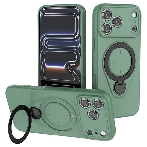 Mobilskal till iPhone 17 Pro MagSafe Rotating Kickstand TPU PC - Grön Grön