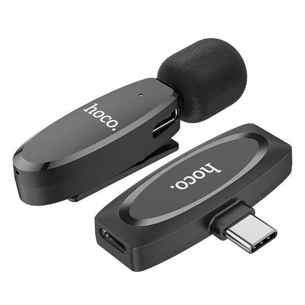 HOCO 2-st Trådlös Lavaliermikrofon Lightning, USB-C L15 - Svart Svart