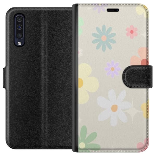 Pung Etui til Samsung Galaxy A50 med falmende blomster
