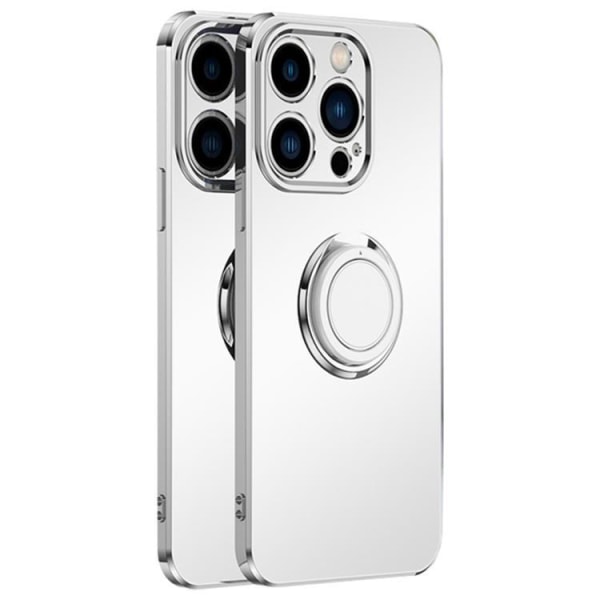 iPhone 14 Pro Max Cover Ringholder Electroplating Kickstand - Hvid