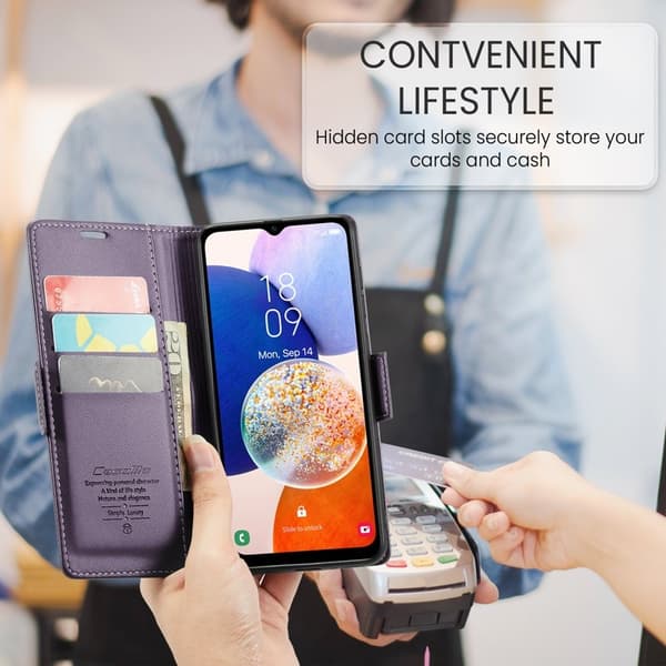 CASEME Plånboksfodral Konstläder för Samsung Galaxy A14 5G - Lila