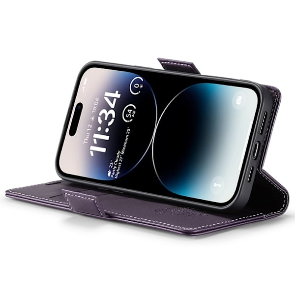 CASEME iPhone 15 Pro Plånboksfodral Konstläder RFID-Skydd Lila