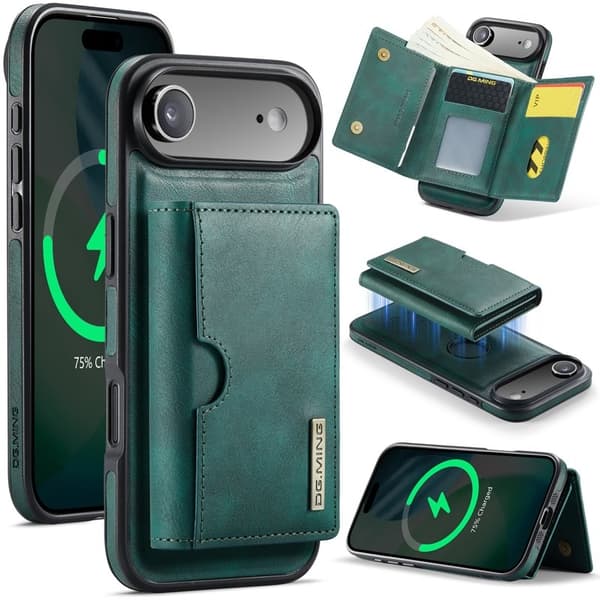 DG.MING M6 Series Mobilskal till iPhone Air Magnetiskt Plånboksfodral Grön