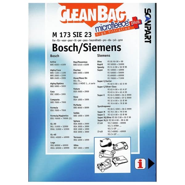 CLEANBAG Microfleece+ Støvsugerpose Bosch/Siemens D/E/F/G/H 4+1