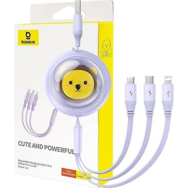 Baseus 3in1 USB-A till USB-C, Lightning, microUSB kabel 1.1m