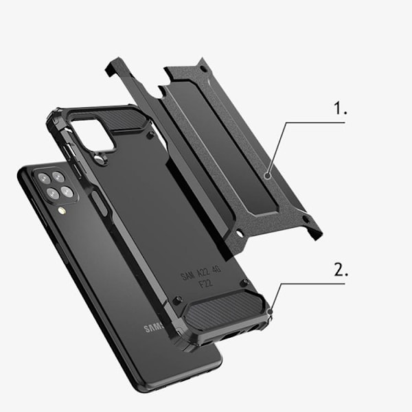 Galaxy A22 4G Skal Hybrid Armor Tough Rugged - Blå