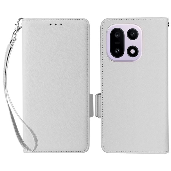 OnePlus 15 5G Plånboksfodral Litchi Texture Konstläder - Vit Vit