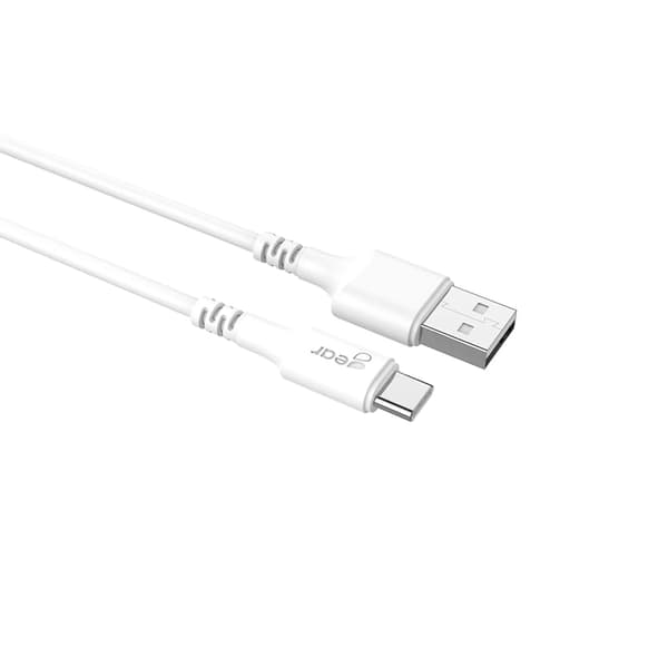 GEAR Laddkabel USB-C till USB-A kabel 2.0 2m Vit gen2 Rund Vit