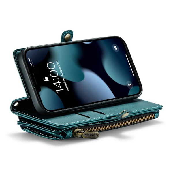 CASEME Plånboksfodral Konstläder för iPhone 13 mini med kortfack - Grön