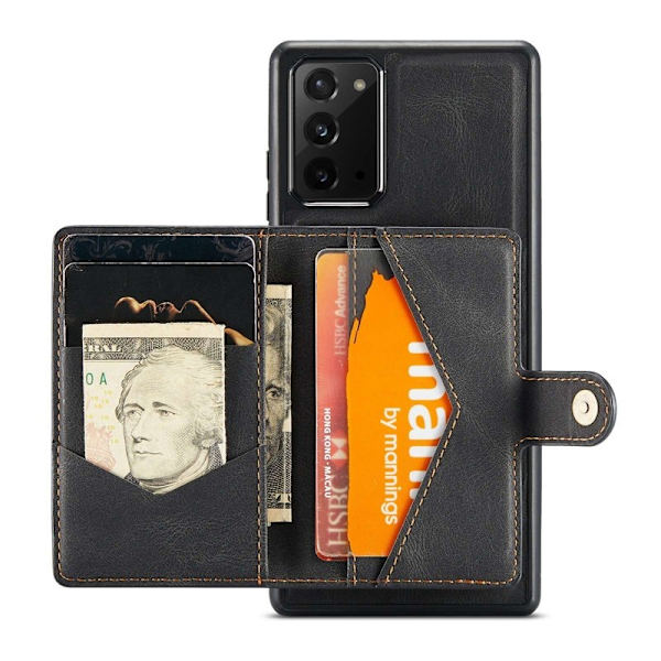 JEEHOOD Galaxy Note20 Plånboksfodral Detachable Konstläder TPU Svart