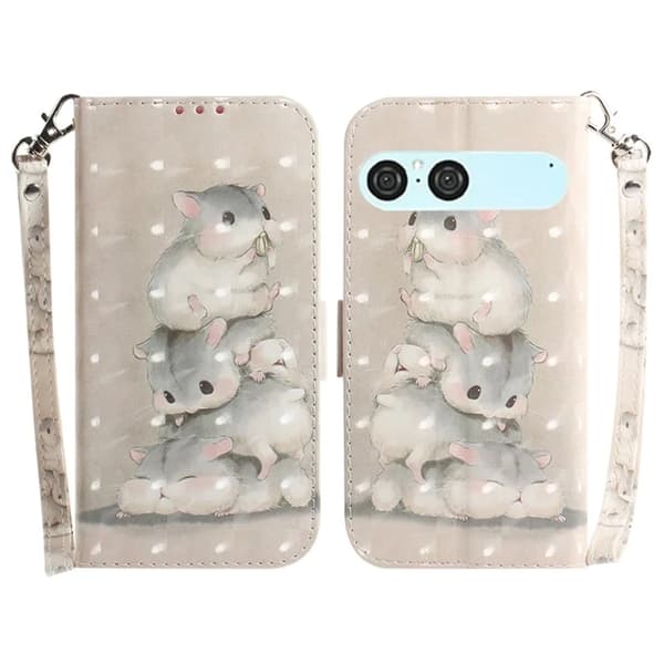 Sony Xperia 10 VII Konstläder Plånboksfodral med Handledsrem - Squirrels Beige